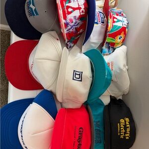 Assorted Vintage Logo Snapback Hats - White, Teal, Red, Blue